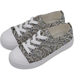 Gray Paisley Texture, Paisley Kids  Low Top Canvas Sneakers by nateshop