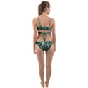 Green Ornament Texture, Green Flowers Retro Background Wrap Around Bikini Set View2