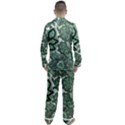 Green Ornament Texture, Green Flowers Retro Background Men s Long Sleeve Satin Pajamas Set View2