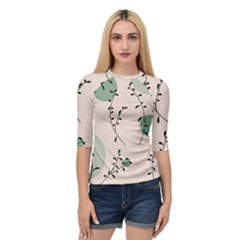 Plants Pattern Design Branches Branch Leaves Botanical Boho Bohemian Texture Drawing Circles Nature Quarter Sleeve Raglan T-shirt