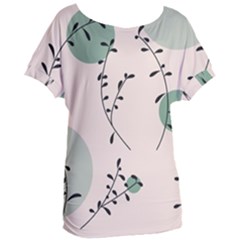 Plants Pattern Design Branches Branch Leaves Botanical Boho Bohemian Texture Drawing Circles Nature Women s Oversized T-shirt