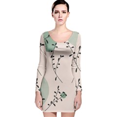 Plants Pattern Design Branches Branch Leaves Botanical Boho Bohemian Texture Drawing Circles Nature Long Sleeve Velvet Bodycon Dress by Maspions