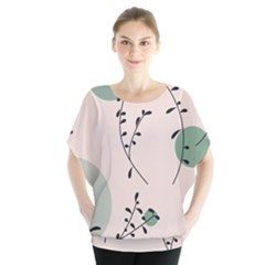 Plants Pattern Design Branches Branch Leaves Botanical Boho Bohemian Texture Drawing Circles Nature Batwing Chiffon Blouse