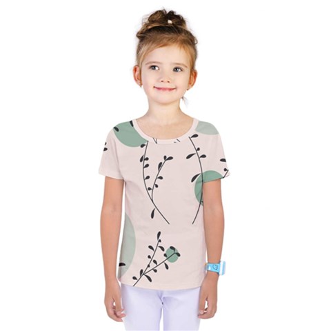 Plants Pattern Design Branches Branch Leaves Botanical Boho Bohemian Texture Drawing Circles Nature Kids  One Piece T-shirt by Maspions