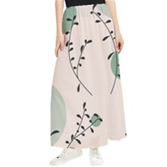 Plants Pattern Design Branches Branch Leaves Botanical Boho Bohemian Texture Drawing Circles Nature Maxi Chiffon Skirt