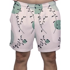 Plants Pattern Design Branches Branch Leaves Botanical Boho Bohemian Texture Drawing Circles Nature Men s Shorts