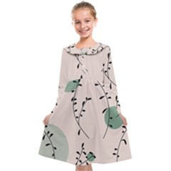 Plants Pattern Design Branches Branch Leaves Botanical Boho Bohemian Texture Drawing Circles Nature Kids  Midi Sailor Dress