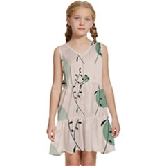 Plants Pattern Design Branches Branch Leaves Botanical Boho Bohemian Texture Drawing Circles Nature Kids  Sleeveless Tiered Mini Dress by Maspions