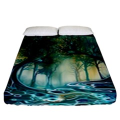Trees Forest Mystical Forest Background Landscape Nature Fitted Sheet (king Size)
