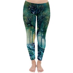 Trees Forest Mystical Forest Background Landscape Nature Classic Winter Leggings