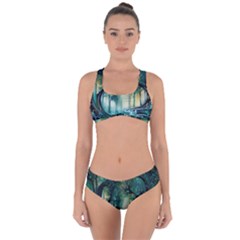 Trees Forest Mystical Forest Background Landscape Nature Criss Cross Bikini Set