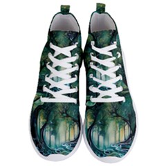 Trees Forest Mystical Forest Background Landscape Nature Men s Lightweight High Top Sneakers