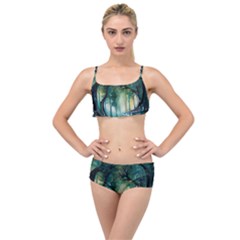 Trees Forest Mystical Forest Background Landscape Nature Layered Top Bikini Set