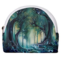 Trees Forest Mystical Forest Background Landscape Nature Horseshoe Style Canvas Pouch