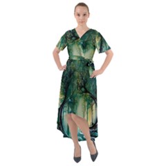 Trees Forest Mystical Forest Background Landscape Nature Front Wrap High Low Dress