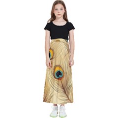 Vintage Peacock Feather Peacock Feather Pattern Background Nature Bird Nature Kids  Flared Maxi Skirt