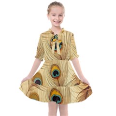 Vintage Peacock Feather Peacock Feather Pattern Background Nature Bird Nature Kids  All Frills Chiffon Dress