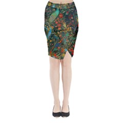 Flowers Trees Forest Mystical Forest Nature Background Landscape Midi Wrap Pencil Skirt by Maspions
