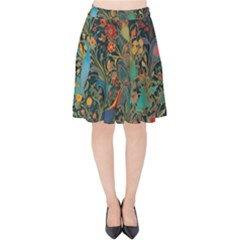 Flowers Trees Forest Mystical Forest Nature Background Landscape Velvet High Waist Skirt by Maspions