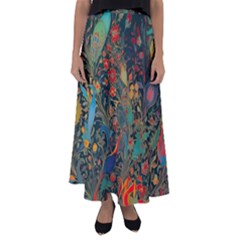 Flowers Trees Forest Mystical Forest Nature Background Landscape Flared Maxi Skirt by Maspions