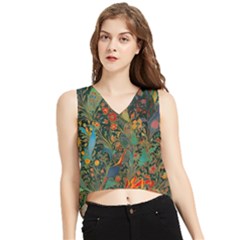 Flowers Trees Forest Mystical Forest Nature Background Landscape V-neck Cropped Tank Top