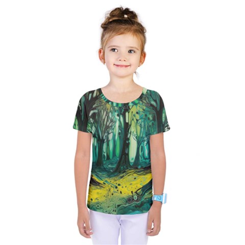 Trees Forest Mystical Forest Nature Junk Journal Landscape Nature Kids  One Piece T-shirt by Maspions