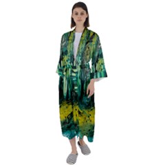 Trees Forest Mystical Forest Nature Junk Journal Landscape Nature Maxi Satin Kimono by Maspions