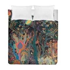 Trees Forest Mystical Forest Nature Junk Journal Landscape Duvet Cover Double Side (full/ Double Size) by Maspions