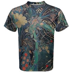 Flowers Trees Forest Mystical Forest Nature Junk Journal Scrapbooking Background Landscape Men s Cotton T-shirt