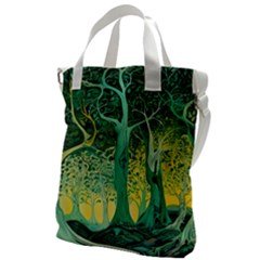 Trees Forest Mystical Forest Nature Junk Journal Scrapbooking Background Landscape Canvas Messenger Bag by Maspions