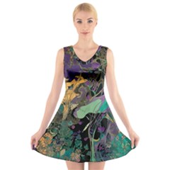 Flowers Trees Forest Mystical Forest Nature V-neck Sleeveless Dress