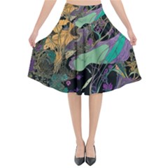 Flowers Trees Forest Mystical Forest Nature Flared Midi Skirt by Maspions
