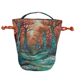 Trees Tree Forest Mystical Forest Nature Junk Journal Scrapbooking Landscape Nature Drawstring Bucket Bag