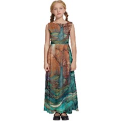 Trees Tree Forest Mystical Forest Nature Junk Journal Scrapbooking Landscape Nature Kids  Satin Sleeveless Maxi Dress