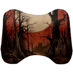 Comic Gothic Macabre Vampire Haunted Red Sky Head Support Cushion