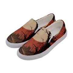 Comic Gothic Macabre Vampire Haunted Red Sky Women s Canvas Slip Ons by Maspions