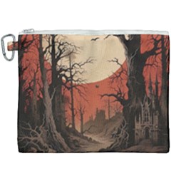 Comic Gothic Macabre Vampire Haunted Red Sky Canvas Cosmetic Bag (xxxl)