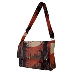 Comic Gothic Macabre Vampire Haunted Red Sky Full Print Messenger Bag (m) by Maspions