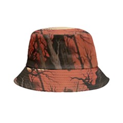 Comic Gothic Macabre Vampire Haunted Red Sky Bucket Hat by Maspions