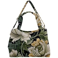 Flower Blossom Bloom Botanical Spring Nature Floral Pattern Leaves Double Compartment Shoulder Bag