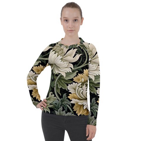Flower Blossom Bloom Botanical Spring Nature Floral Pattern Leaves Women s Pique Long Sleeve T-shirt by Maspions