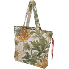 Flower Floral Pattern Floral Digital Paper Spring Flora Botanical Blossom Bloom Vintage Drawstring Tote Bag