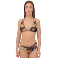 Texture Woodgrain Pattern Nature Wood Pattern Double Strap Halter Bikini Set