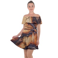 Texture Woodgrain Pattern Nature Wood Pattern Off Shoulder Velour Dress by Maspions