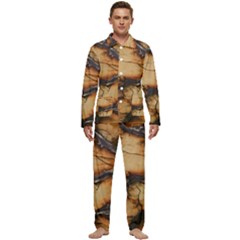 Texture Woodgrain Pattern Nature Wood Pattern Men s Long Sleeve Velvet Pocket Pajamas Set by Maspions