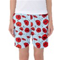 Poppies Flowers Red Seamless Pattern Women s Basketball Shorts View1