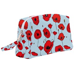 Poppies Flowers Red Seamless Pattern Wristlet Pouch Bag (large)