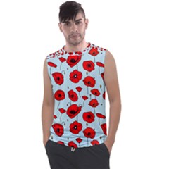 Poppies Flowers Red Seamless Pattern Men s Regular Tank Top