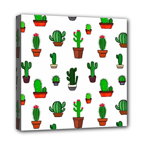 Cactus Plants Background Pattern Seamless Mini Canvas 8  X 8  (stretched)