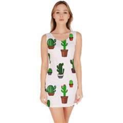 Cactus Plants Background Pattern Seamless Bodycon Dress by Maspions